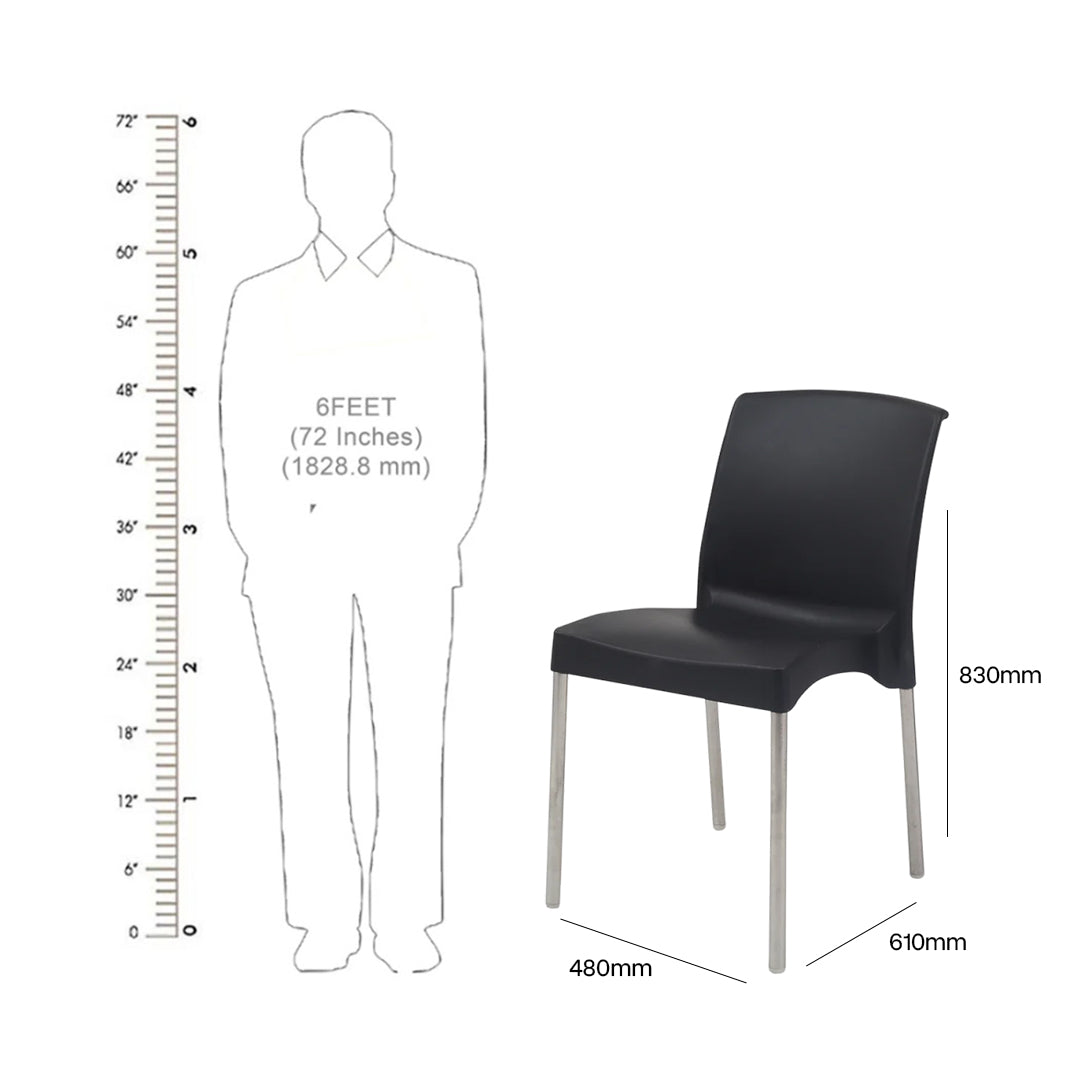 Supreme - Hybrid Black - Plastic Chair | H:830 x W:480 x D:610mm | 1 Year Warranty