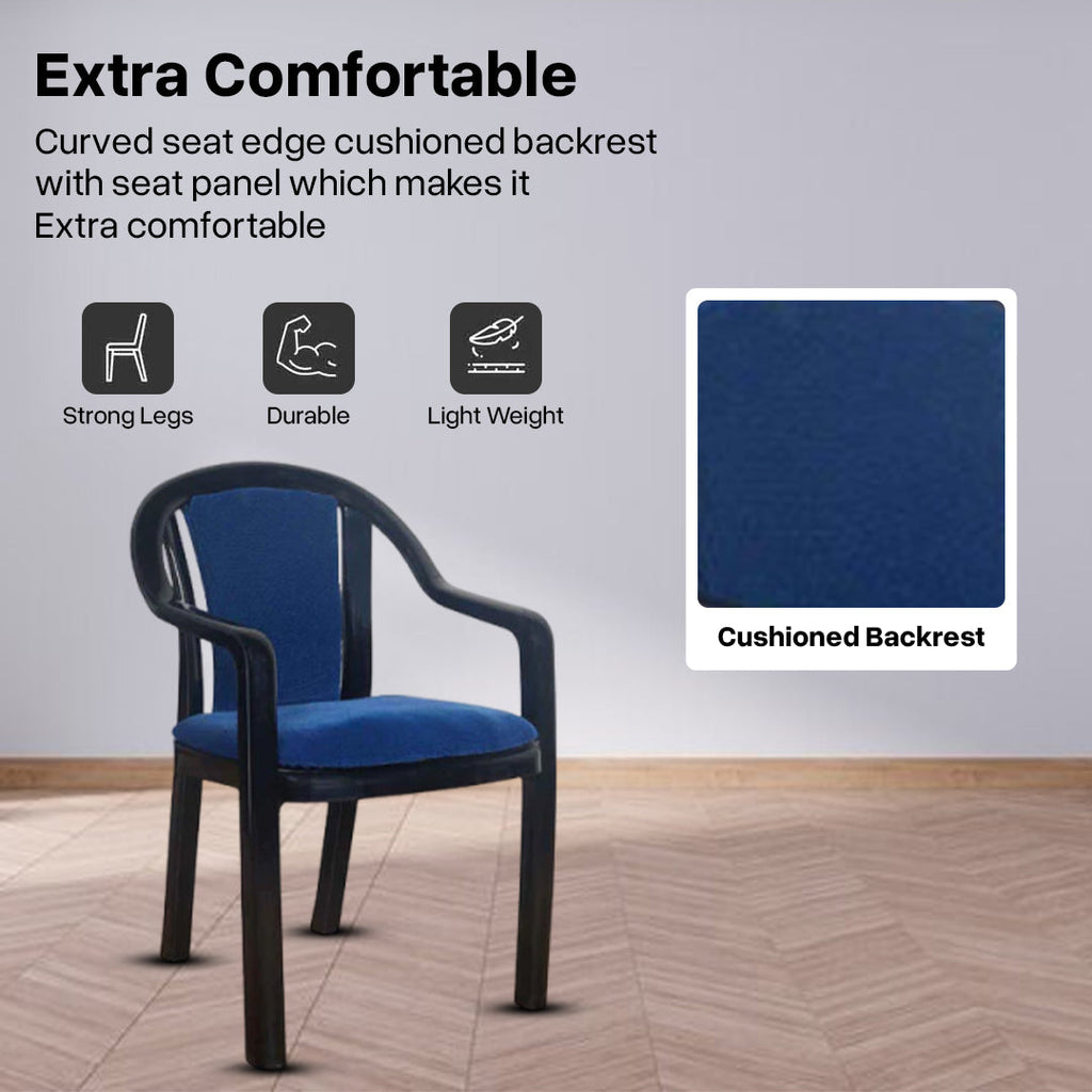 Supreme - Ornate Black Blue Dobby - Plastic Chair | H:815 x W:560 x D:560mm | 1 Year Warranty