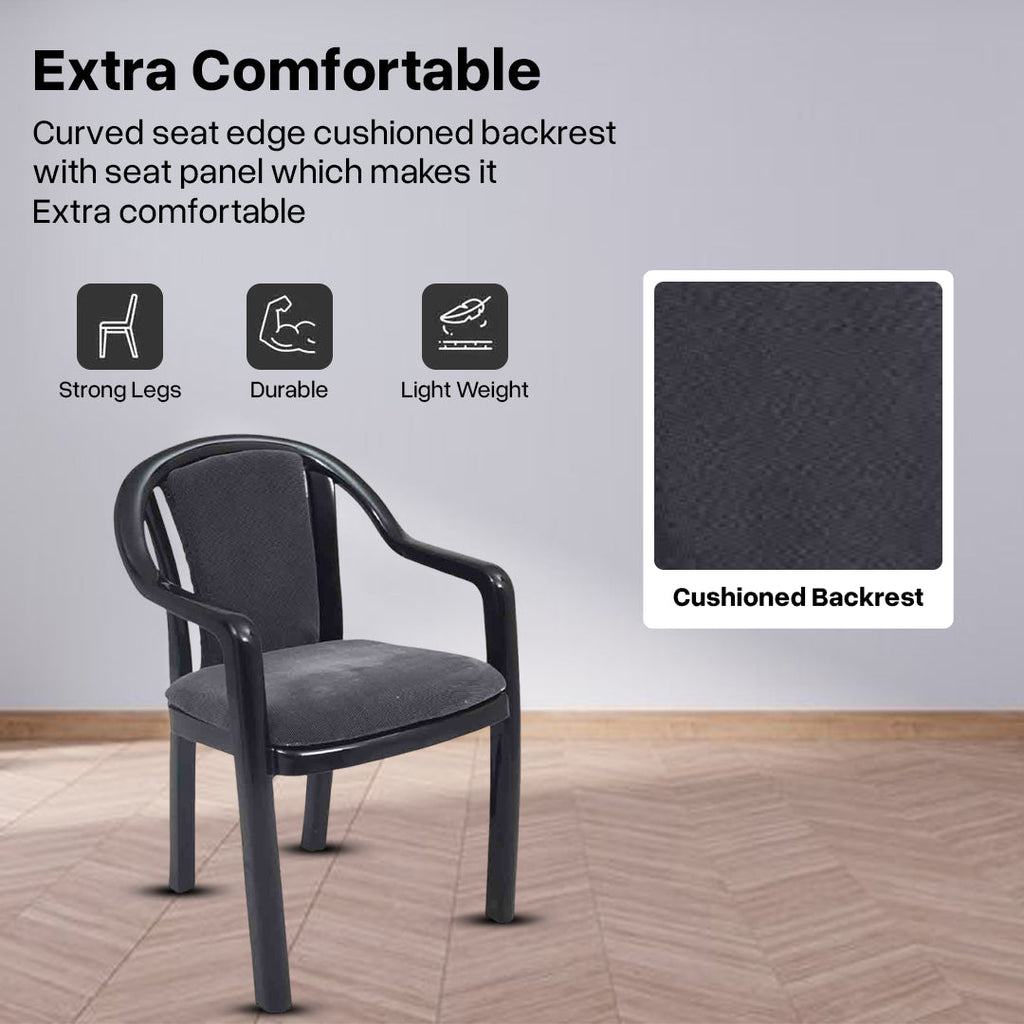 Supreme - Ornate Black Grey Dobby - Plastic Chair | H:815 x W:560 x D:560mm | 1 Year Warranty