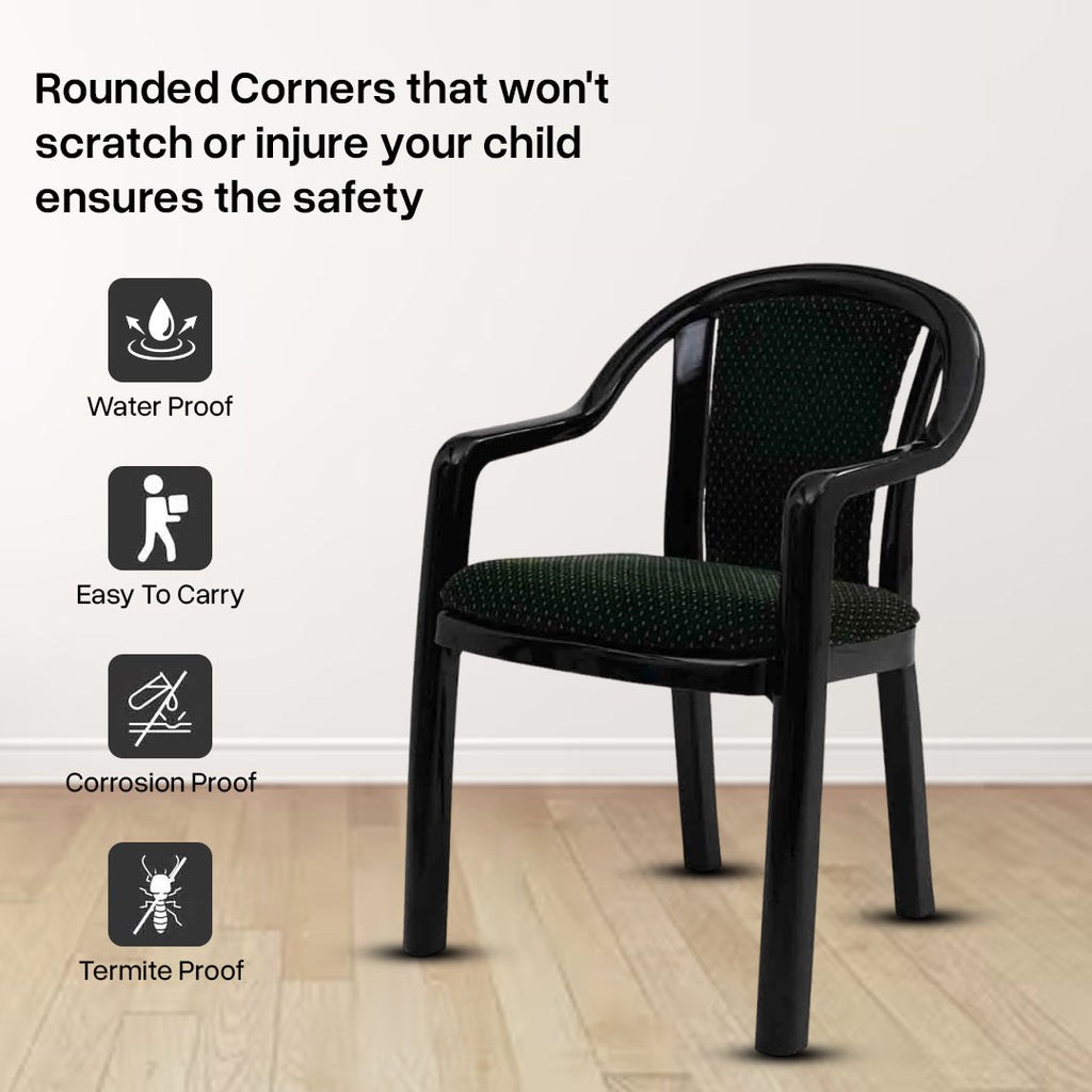 Supreme - Ornate Black Green - Plastic Chair | H:815 x W:560 x D:560mm | 1 Year Warranty