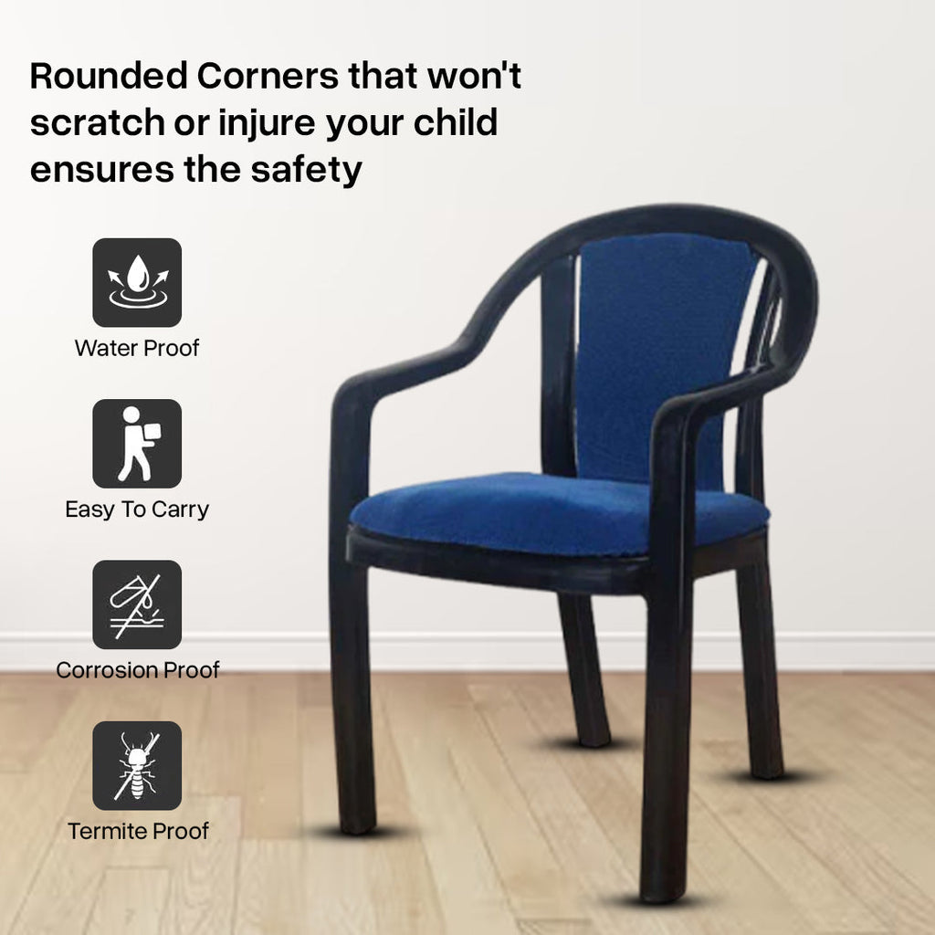 Supreme - Ornate Black Blue Dobby - Plastic Chair | H:815 x W:560 x D:560mm | 1 Year Warranty