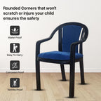 Supreme - Ornate Black Blue Dobby - Plastic Chair | H:815 x W:560 x D:560mm | 1 Year Warranty