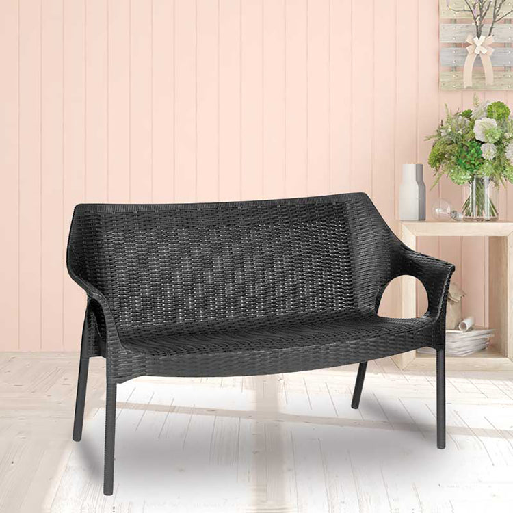 Supreme - Love Seat (Two Seater) Black - Plastic Chair | H:830 x W:1300 x D:580mm | 1 Year Warranty