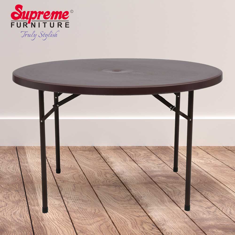 Supreme - Party (Dia:-49' Globus Brown - Plastic Table | H:745 x W:1220 x D:1220mm | 1 Year Warranty