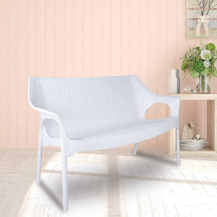Supreme - Love Seat (Two Seater) Milky White - Plastic Chair | H:830 x W:1300 x D:580mm | 1 Year Warranty