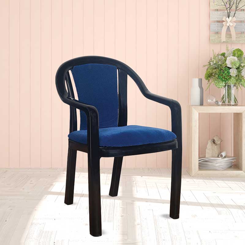 Supreme - Ornate Black Blue Dobby - Plastic Chair | H:815 x W:560 x D:560mm | 1 Year Warranty