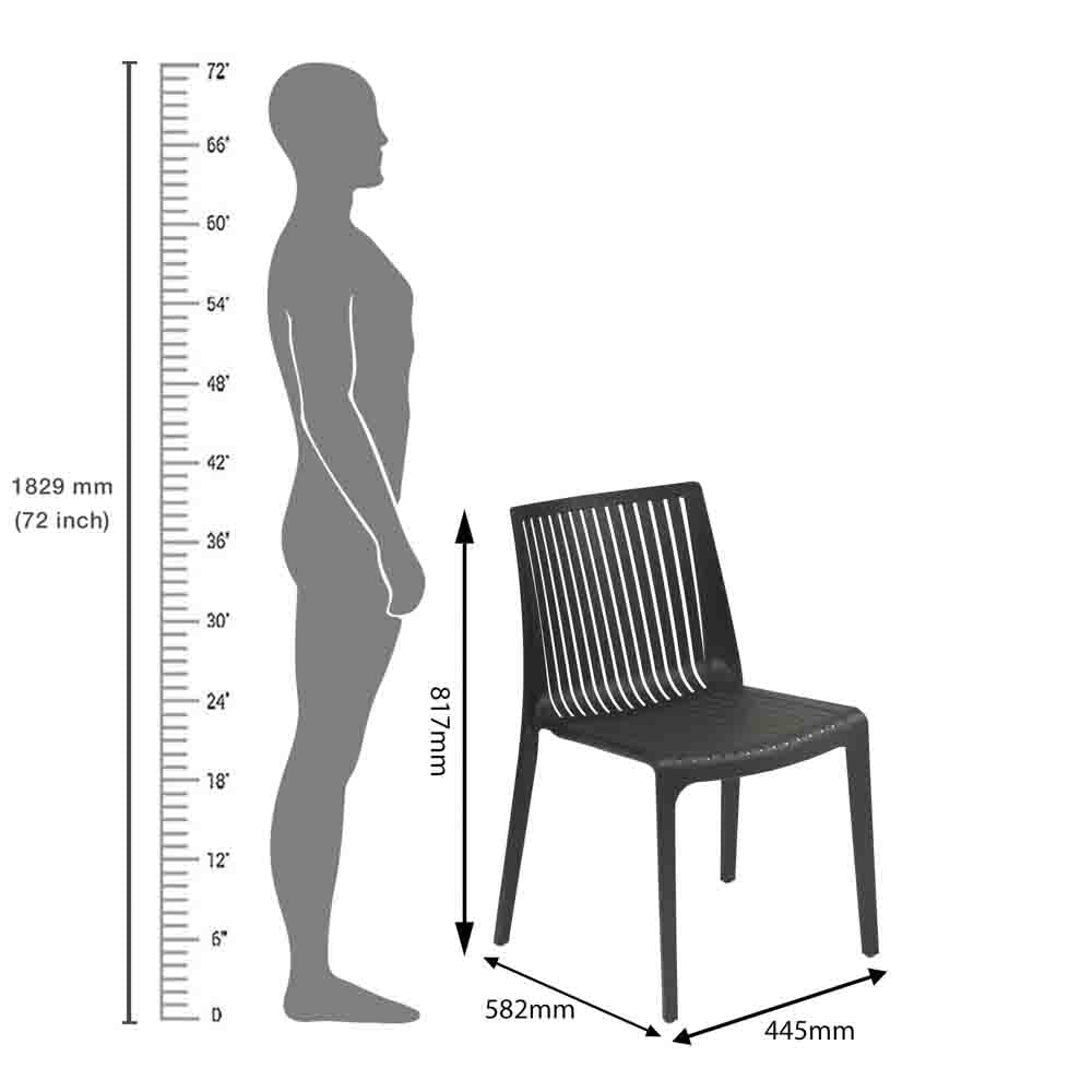 Supreme - Oasis Black - Plastic Chair | H:820 x W:520 x D:585mm | 1 Year Warranty