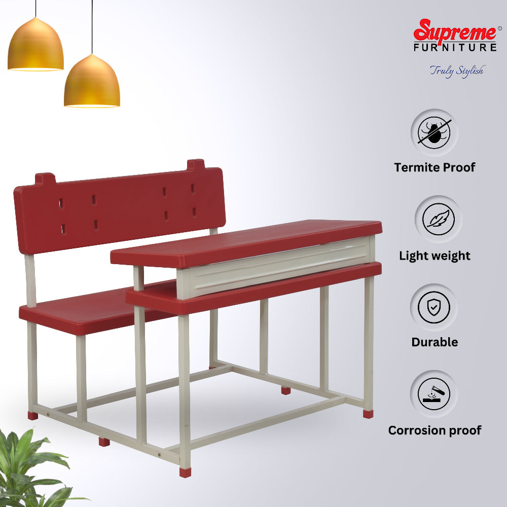 SUPREME ACADEMY (DUAL DESK WITH METAL FRAME) RED